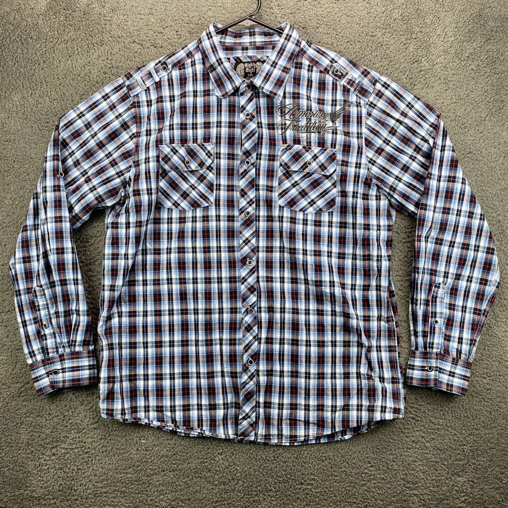 Eighty Eight Plaid Shirt Long Sleeve Y2k Emo Grunge Mens‎ XXL